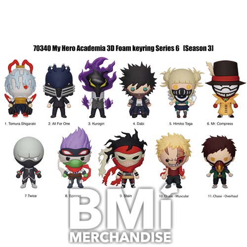 MY HERO ACADEMIA VILLIANS 3D FOAM BAG CLIP SERIES 6